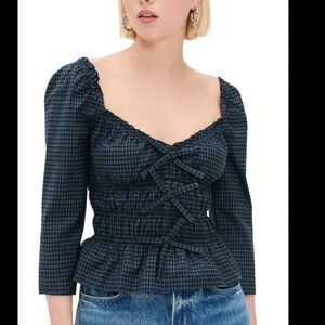 Reformation Lauryn Top in Dark Slate Check NWT!